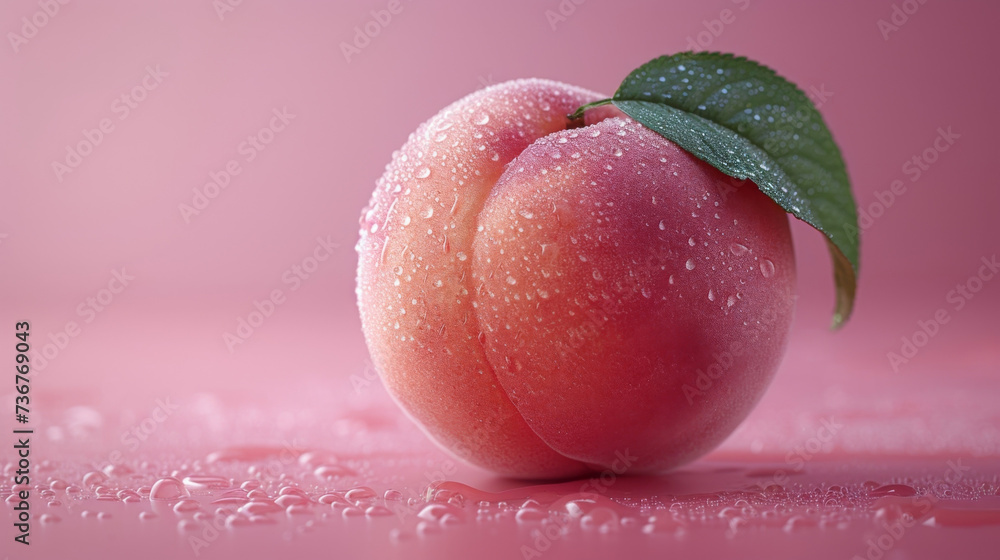 Poster texture of a ripening peach with its soft fuzzy skin gradually turning from a pale blush to a deep r