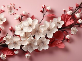 Pink cherry blossoms flowers frame 