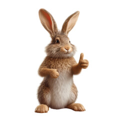Rabbit Giving Thumbs Up - An endearing rabbit with a thumbs up sign, great for Easter and pet-related themes
