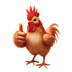 Charming Chicken Giving Approval - A charismatic chicken character with a thumbs up, suitable for farm-related content, food branding, and humorous designs.