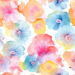 Watercolor flower seamless ink vector floral summer seamless pattern with watercolor hand drawn of watercolor textured abstract art textile.