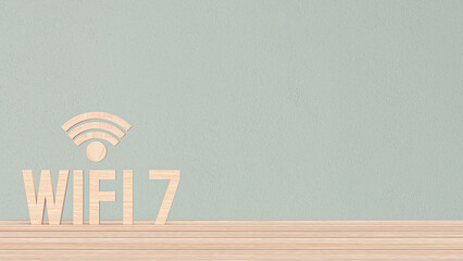 The wi fi 7 text for technology concept 3d rendering. - obrazy, fototapety, plakaty