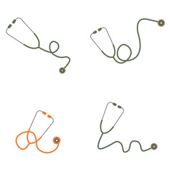 Set of Stethoscope Medical Icons. Isolated on White Background. Medicine Symbol