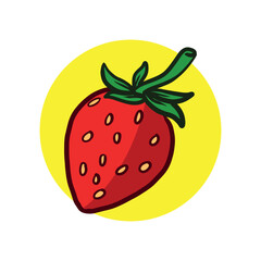 Strawberry fruit drawing Illustration