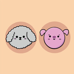Puppy dog and pig mascot head cute  © SharktaleStudio