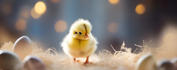 Fotobehang feather, pet, born, colourful, concepts, farming, fur, fuzzy, grow, growth, ideas, imagination, no people, fluffy, soft, photography, adorable, easter, cute, chick, bird, chicken, standing, wildlife,  © Rustam