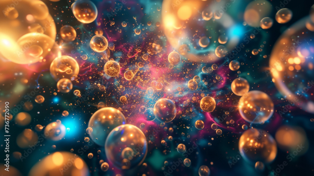 Poster bursting with color and energy this abstract backdrop captures the essence of quantum mechanics wher