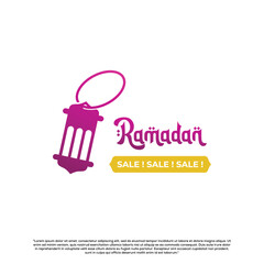 Ramadan sale logo design on isolated background