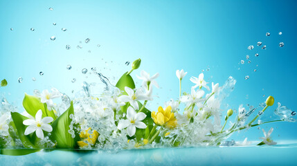 white spring flowers in a vase on a beautiful and blurred background for your design