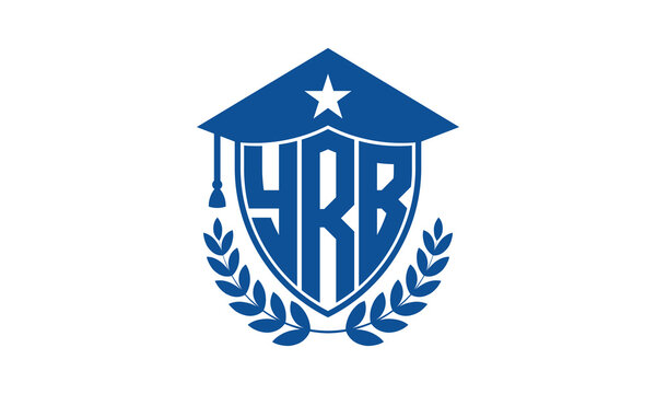 YRB three letter iconic academic logo design vector template. monogram, abstract, school, college, university, graduation cap symbol logo, shield, model, institute, educational, coaching canter, tech