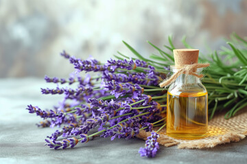 Obraz na płótnie Canvas Lavender Essential Oil with Fresh Blooms