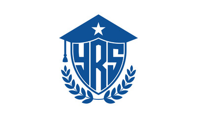 YRS three letter iconic academic logo design vector template. monogram, abstract, school, college, university, graduation cap symbol logo, shield, model, institute, educational, coaching canter, tech