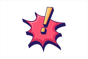 Exclamation Mark Social Media Flat Sticker Design