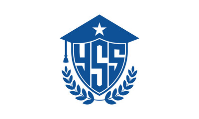 YSS three letter iconic academic logo design vector template. monogram, abstract, school, college, university, graduation cap symbol logo, shield, model, institute, educational, coaching canter, tech