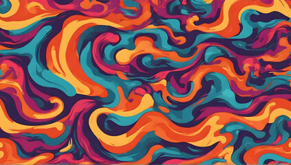 Groovy hippie 70s backgrounds. Waves, swirl, twirl pattern. Twisted and distorted texture in trendy retro psychedelic style. Y2k aesthetic.