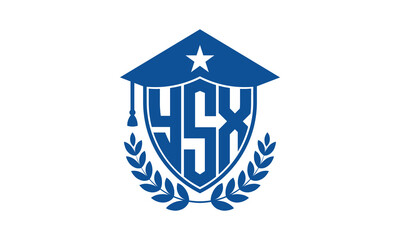 YSX three letter iconic academic logo design vector template. monogram, abstract, school, college, university, graduation cap symbol logo, shield, model, institute, educational, coaching canter, tech