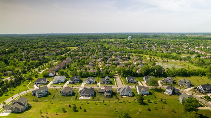 Aerial top down view of houses in a neighborhood, Columbus, Ohio