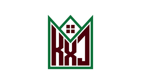 KXJ initial letter real estate builders logo design vector. construction ,housing, home marker, property, building, apartment, flat, compartment, business, corporate, house rent, rental, commercial
