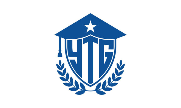 YTG three letter iconic academic logo design vector template. monogram, abstract, school, college, university, graduation cap symbol logo, shield, model, institute, educational, coaching canter, tech
