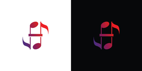 Modern and elegant H initials music logo design - obrazy, fototapety, plakaty