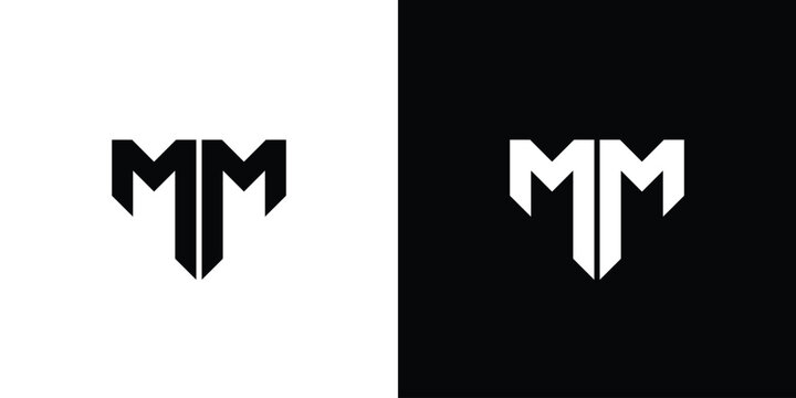 Modern and strong letter MM initials logo design