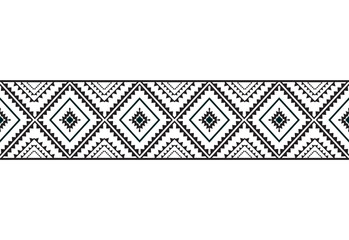 Tribal traditional fabric batik ethnic. ikat seamless pattern leaves geometric repeating Design for wallpaper, wrapping, fashion, carpet, clothing. Black and white