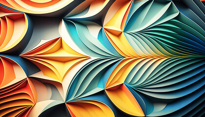 Multicolor paper geometric background. Origami illustration. Generative AI	