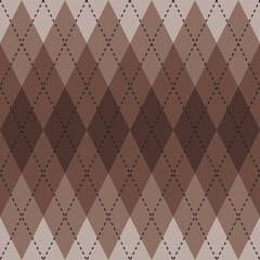 Fototapeta premium Brown gradient argyle pattern. Argyle vector pattern. Argyle pattern. Seamless geometric pattern for clothing, wrapping paper, backdrop, background, gift card, sweater.