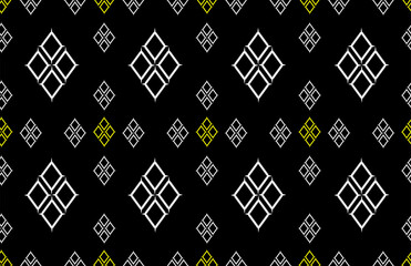 Tribal traditional fabric batik ethnic. ikat seamless pattern geometric repeating. Embroidery, wallpaper, wrapping, fashion, carpet, clothing. Black and white