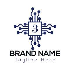 Abstract 3 letter modern initial logo design	