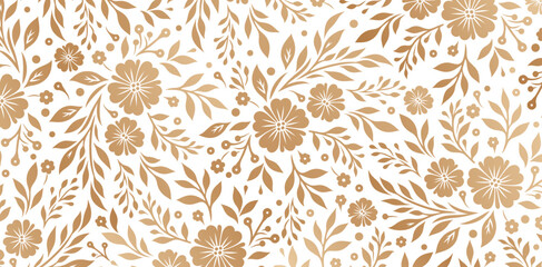 Seamless pattern with decorative flowers golden colors isolated Floral background for Fashionable modern wallpaper or textiles, books cover, Digital interfaces, print designs template materials papers