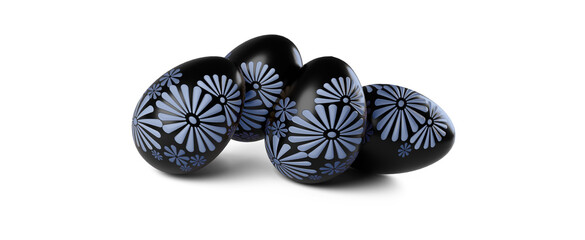 Traditional painted Easter Eggs on a transparent background with shadows 