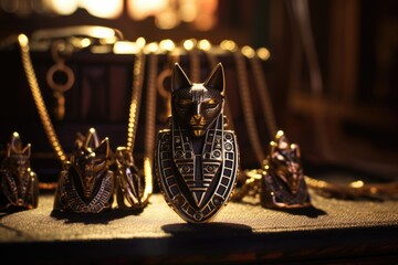 Anubis Tomb Shadows: Highlight jewelry against the backdrop of tomb shadows.