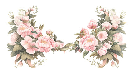 Fototapeta premium Watercolor frame of blush rose flowers. Perfect design for wedding invitation, greeting cards. 