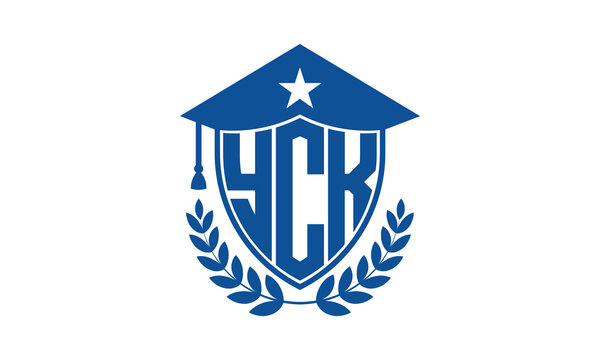 YCK three letter iconic academic logo design vector template. monogram, abstract, school, college, university, graduation cap symbol logo, shield, model, institute, educational, coaching canter, tech