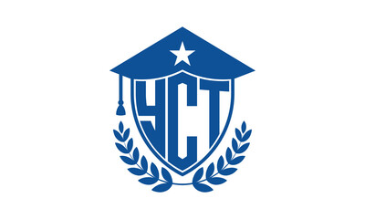 YCT three letter iconic academic logo design vector template. monogram, abstract, school, college, university, graduation cap symbol logo, shield, model, institute, educational, coaching canter, tech