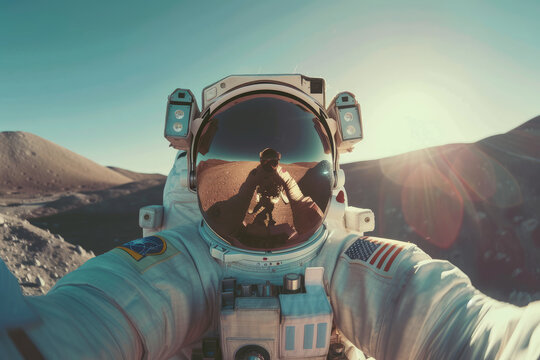 Astronaut taking selfie on the moon