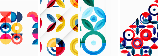 Round geometric elements and circles in background design for wallpaper, business card, cover, poster, banner, brochure, header, website