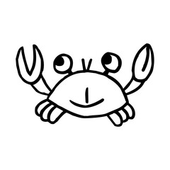 Black And White Funny Hand Drawn Crab Line Icon