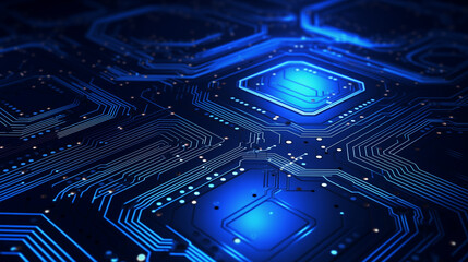 Blue abstract cyber future technology concept background, illustration, sci-fi