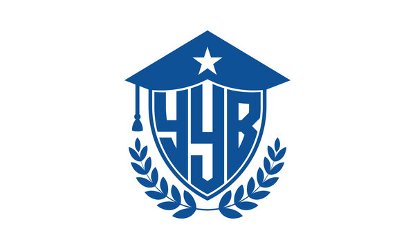 YYB three letter iconic academic logo design vector template. monogram, abstract, school, college, university, graduation cap symbol logo, shield, model, institute, educational, coaching canter, tech