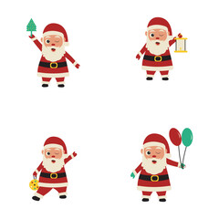 Christmas Santa Claus Icon. Merry Christmas and Happy New Year Cartoon Character Set. Vector Illustration