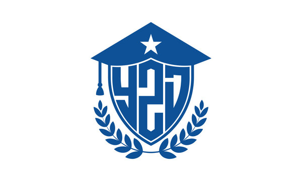 YZD three letter iconic academic logo design vector template. monogram, abstract, school, college, university, graduation cap symbol logo, shield, model, institute, educational, coaching canter, tech