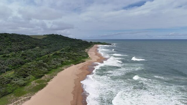 Aerial of the famous diver's paradise Aliwal Shoal Coral Reef Beach near Scottburgh, South Africa