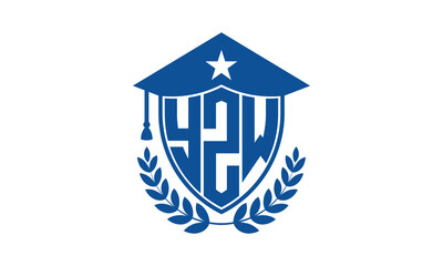 YZW three letter iconic academic logo design vector template. monogram, abstract, school, college, university, graduation cap symbol logo, shield, model, institute, educational, coaching canter, tech