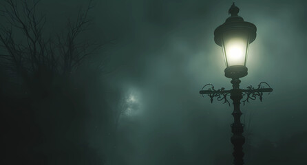 street light in a gloomy fog