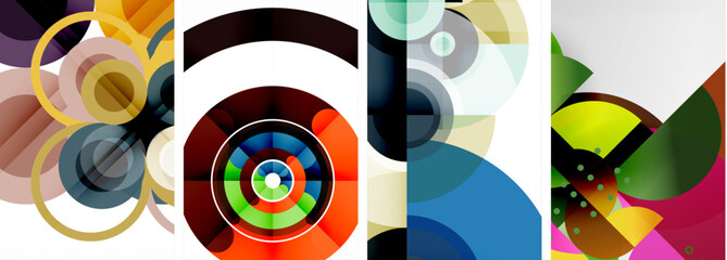 Set of circles geometric abstract posters. Abstract backgrounds for wallpaper, business card, cover, poster, banner, brochure, header, website