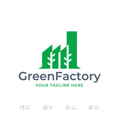 Minimal Flat Green Factory Logo Template