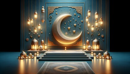 Beautiful ramadan background with decoration and lights.
