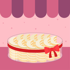 Delicious kue salju cookies in jar with ribbon illustration